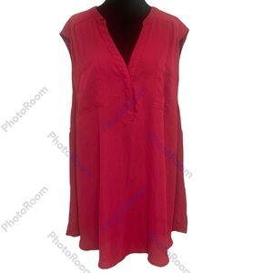 Torrid Fuschia Pink Tunic Crepe Tank Sleeveless Blouse 2 Front Pockets 4X